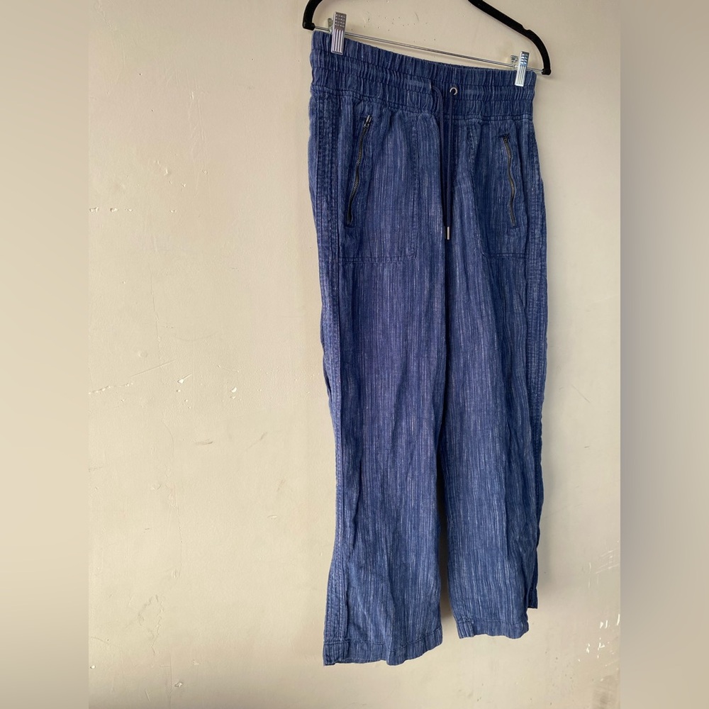 ATHLETA Cabo 100% Linen Wide Leg Pants Chambray Blue Petite 4P - Picture 3 of 9